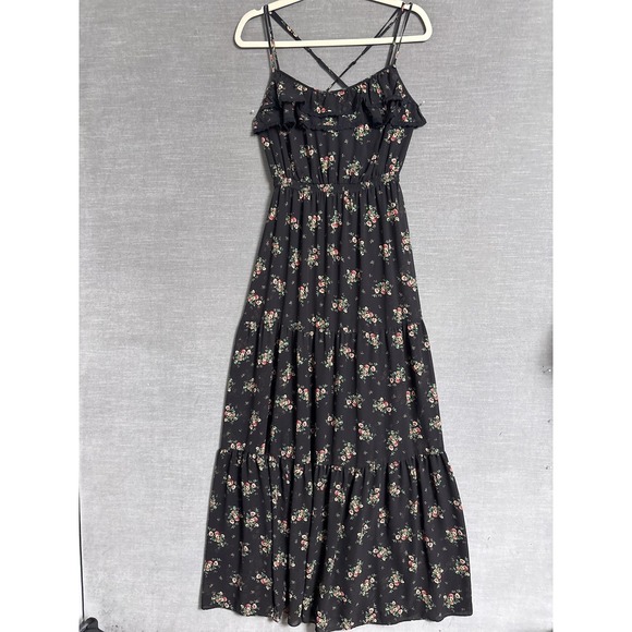 Guess Dresses & Skirts - Guess Dress 4 Black Floral Maxi Ruffle Tiered Strappy Sundress Boho Summer Beach
